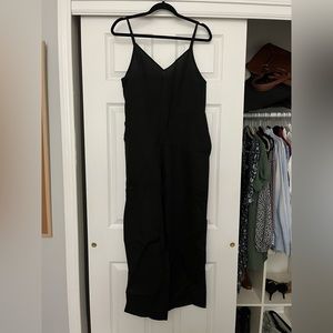 NWT UNIQLO Black Wide Leg Linen Jumpsuit